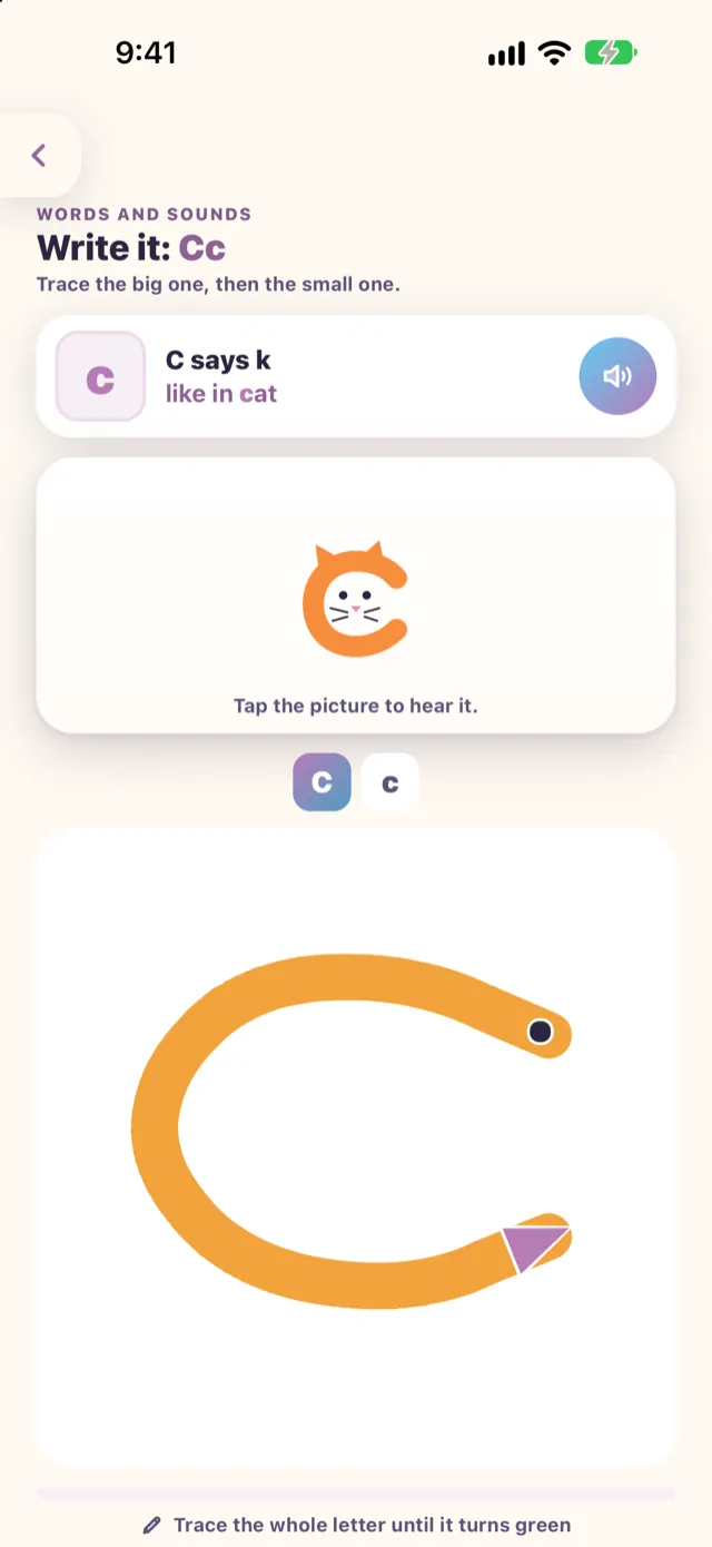 A letter stop in the app