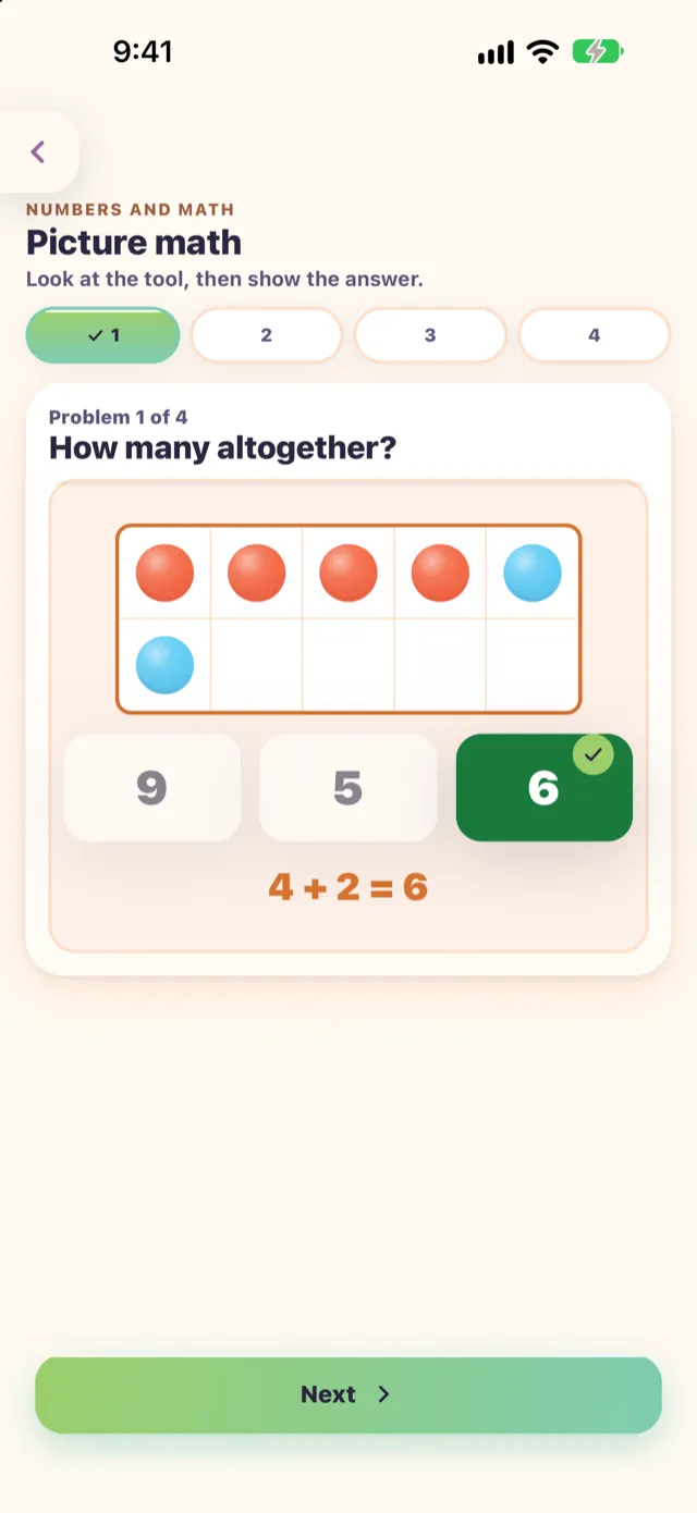 A maths stop in the app